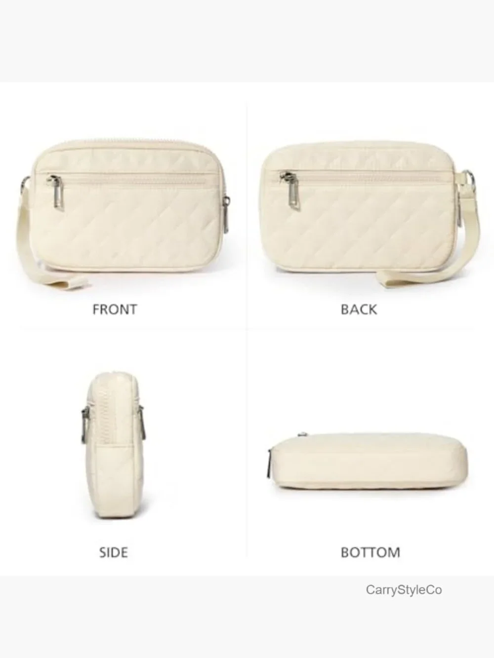 Quilted Nylon Wristlet Wallet RFID 3-Zipper Clutch Card Phone Organizer